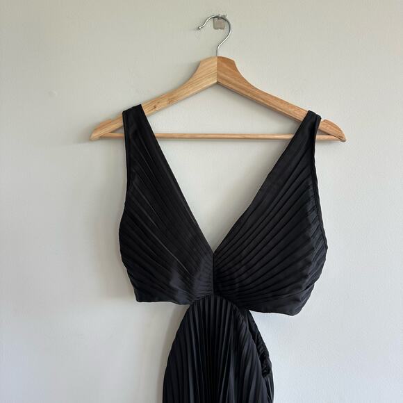 Abercrombie & Fitch Giselle Cutout Pleated Maxi Dress Black S - Picture 10 of 11